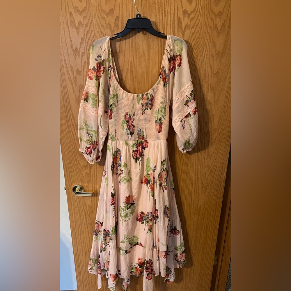 Free People Blush Pink Floral Midi Dress